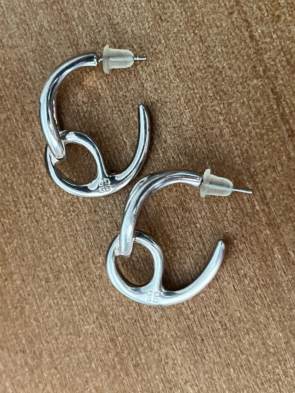 Vintage Givenchy Open Interlocking Knot - Silver Tone Earrings